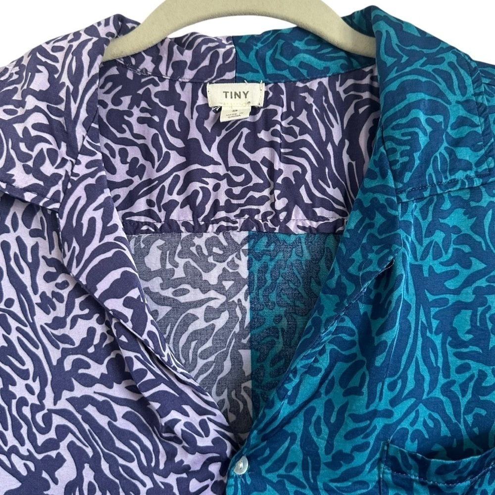 ANTHROPOLOGIE TINY POSTCARD CONTRAST COLOR BUTTON DOWN TOP SIZE SMALL - Picture 6 of 14